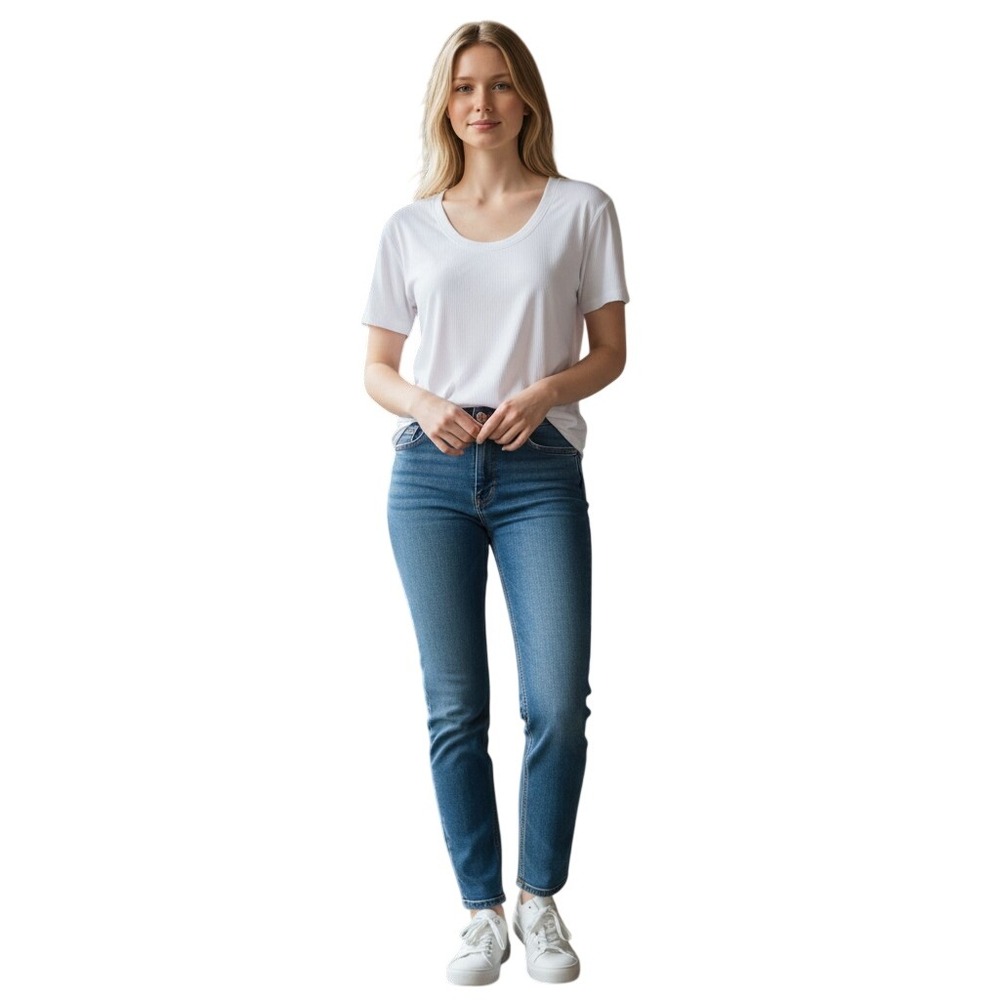 INC International Concepts Womens Ribbed Scoop Neck T-Shirt Bright White XL